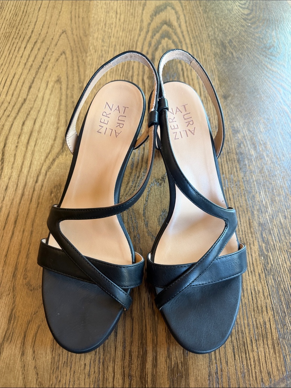 Naturalizer Black Strappy Slingback Heels